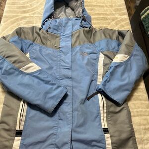 The North Face Summit Series Hyvent Blue  Gray Hood Winter Coat Full Zip Size S